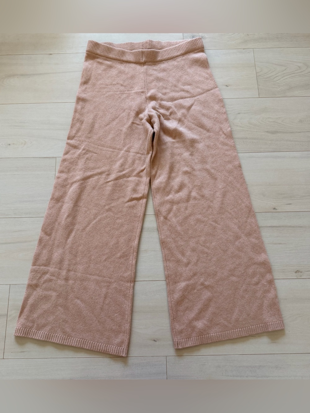 Ingrid & Isabel Blush Champagne Wide-Leg Knit Pants NWT
